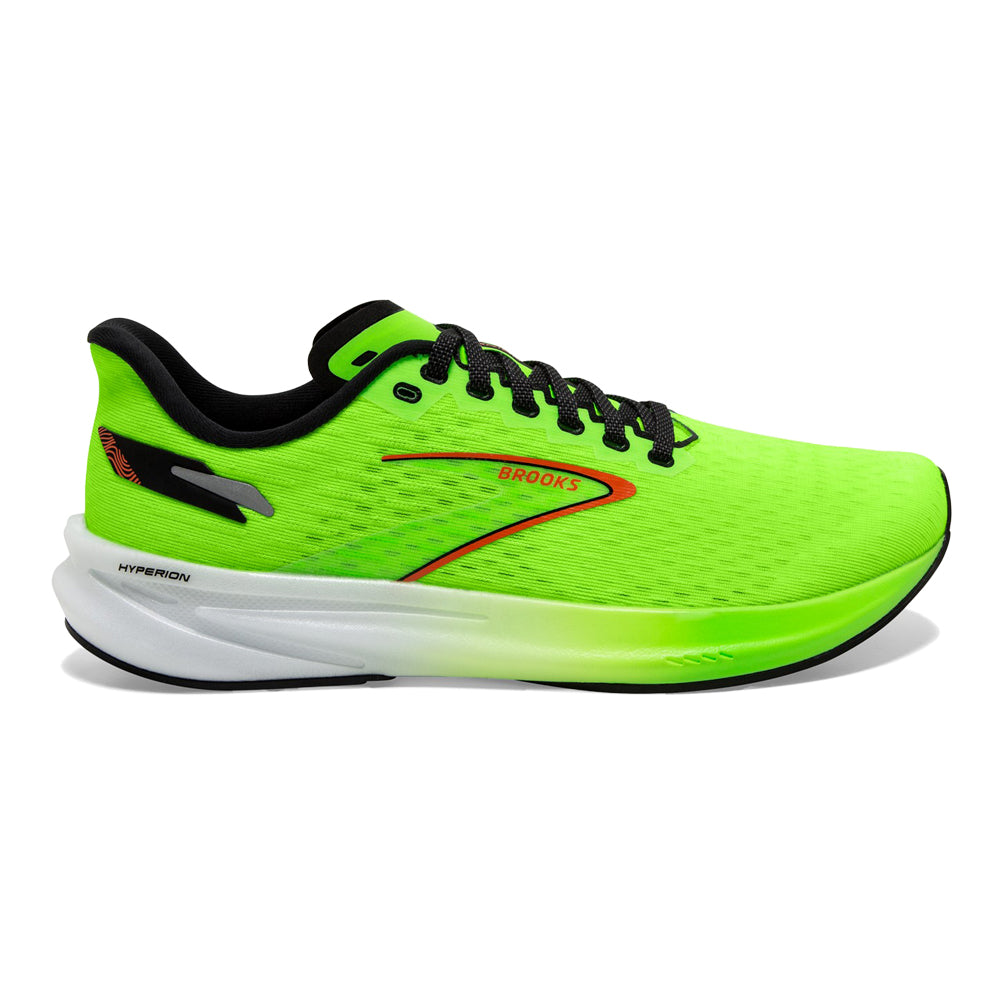 Men's Brooks Hyperion, Green Gecko/Red Orange/White, 10 D Medium