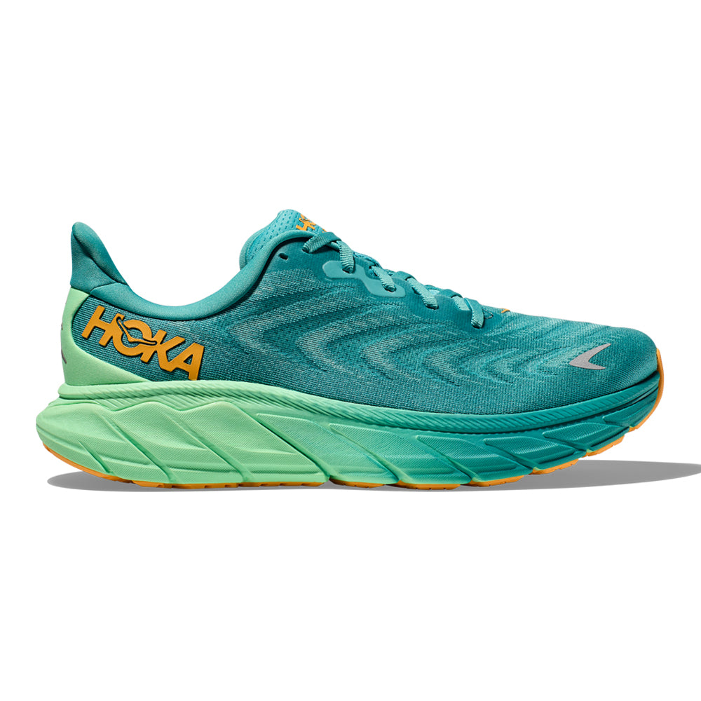Men's Hoka One One Arahi 6, Ocean Mist/Lime Glow, 9 D Medium