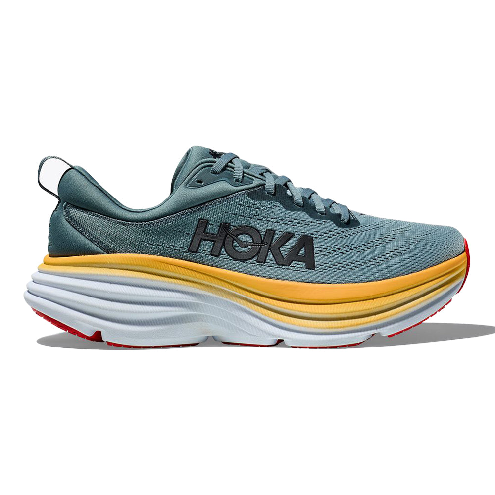Men's Hoka One One Bondi 8, Goblin Blue/Mountain Spring, 14 4E Extra Wide