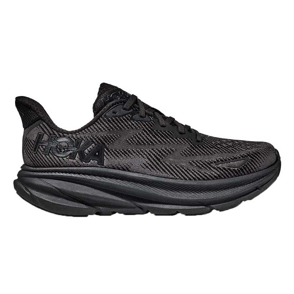 Men's Hoka One One Clifton 9, Black/Black, 7 D Medium