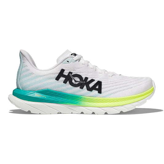 Men's Hoka One One Mach 5, White/Blue Glass, 12 D Medium