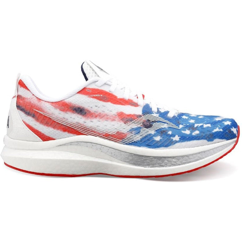 Men's Saucony Endorphin Speed 2, Red/White/Blue, 13 D Medium