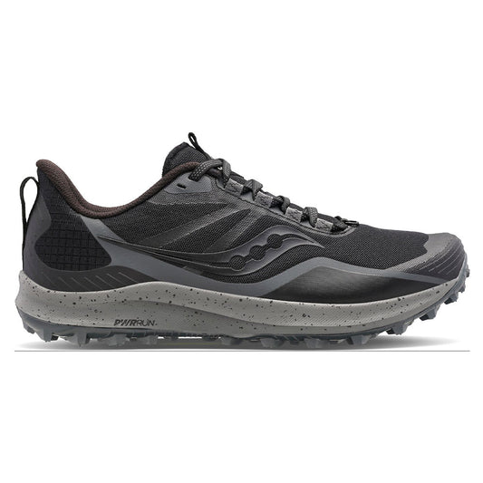 Men's Saucony Peregrine 12, Black/Charcoal, 11.5 2E Wide