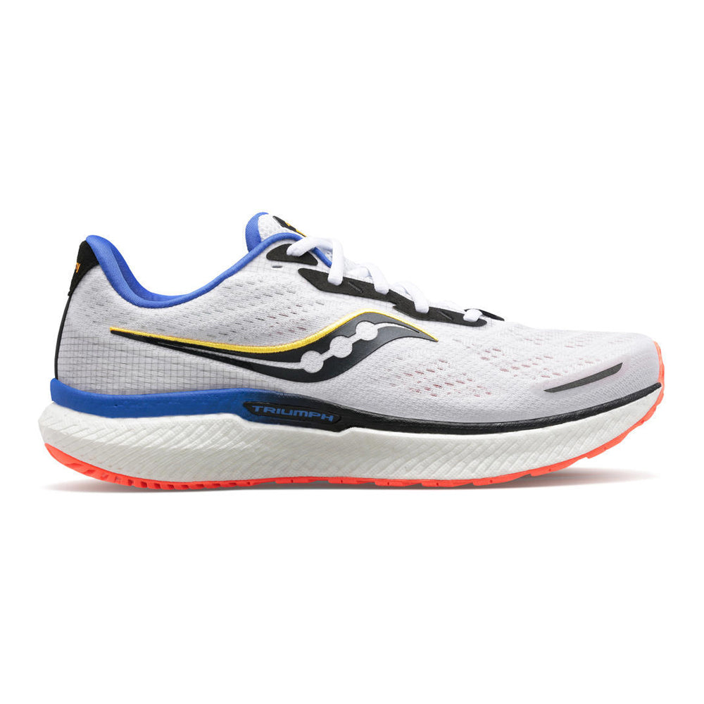 Men's Saucony Triumph 19, White/Black/Vizi, 8 D Medium