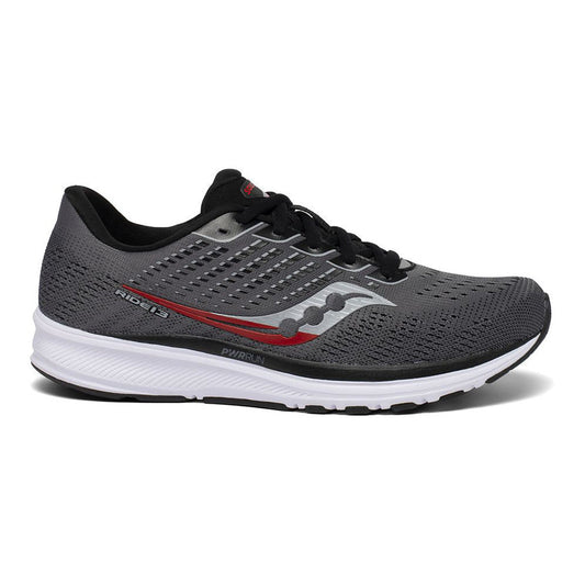 Men's Saucony Ride 13, Charcoal/Red, 15 D Medium