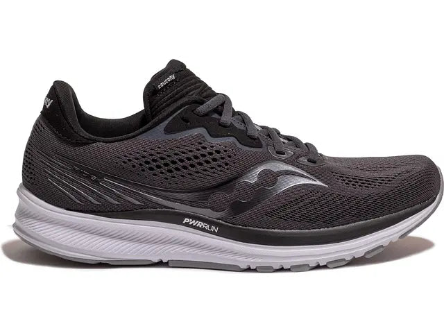 Men's Saucony Ride 14, Charcoal/Black, 9.5 2E Wide