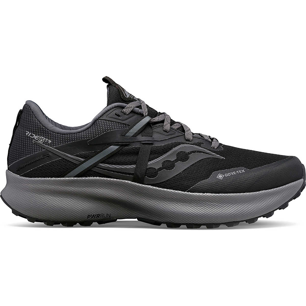 Men's Saucony Ride 15 TR GTX, Black/Charcoal, 12 D Medium
