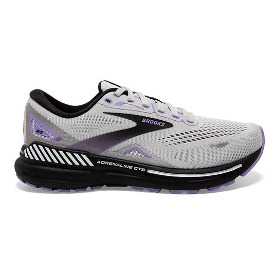 Women's Brooks Adrenaline GTS 23, Grey/Black/Purple, 7 2A Narrow