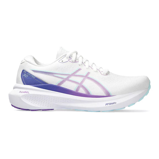 Women's Asics Gel-Kayano 30, White/Cyber Grape, 6 B Medium