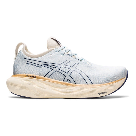 Women's Asics Gel-Nimbus 25, Sky/Cream, 9.5 B Medium