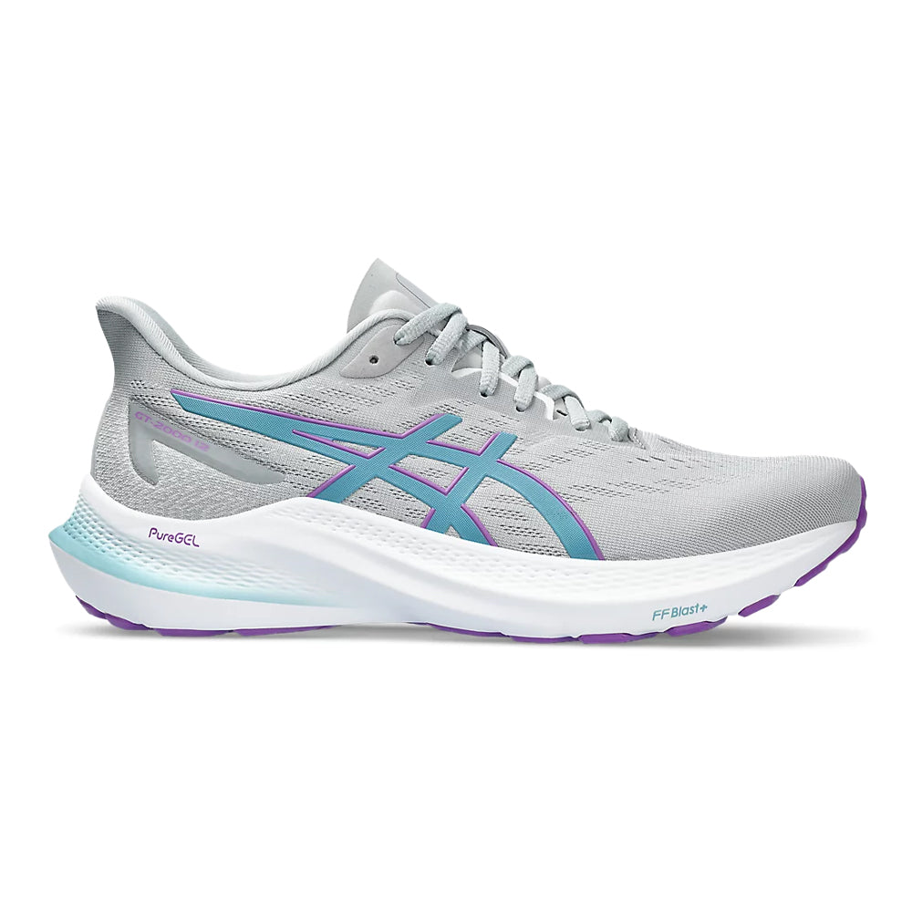 Women's Asics GT-2000 12, Piedmont Grey/Gris Blue, 8 B Medium