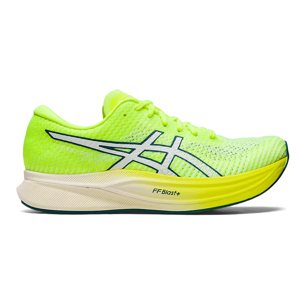 Women's Asics Magic Speed 2, Safety Yellow/White, 8 B Medium