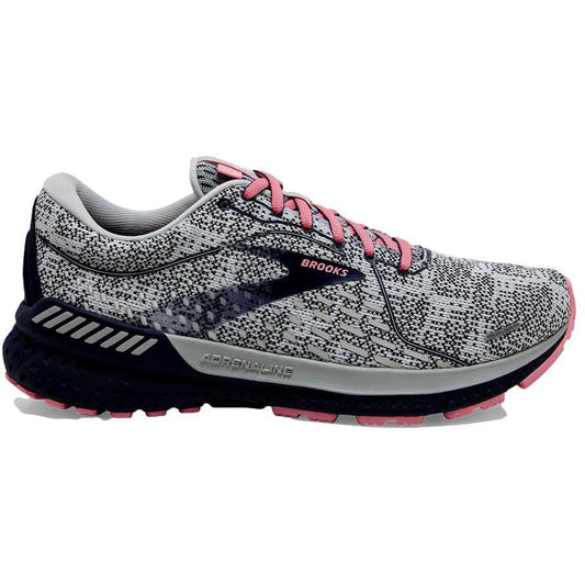 Women's Brooks Adrenaline GTS 21, White/Peacoat/Coral, 6.5 B Medium