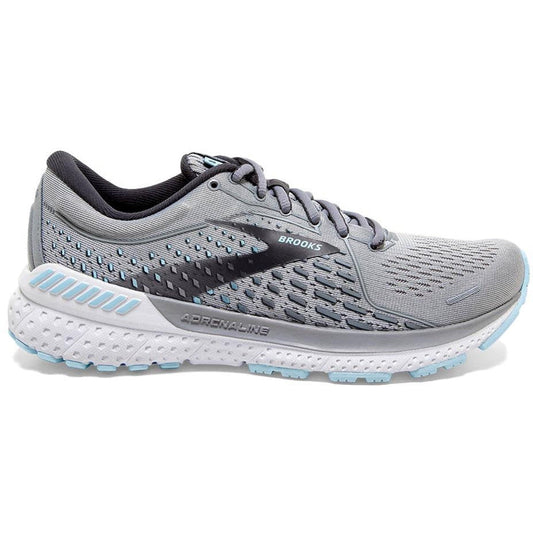 Women's Brooks Adrenaline GTS 21, Oyster/Alloy/Light Blue, 11 D Wide