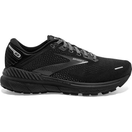 Women's Brooks Adrenaline GTS 22, Black/Black/Ebony, 8.5 B Medium