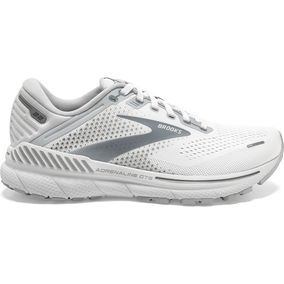 Women's Brooks Adrenaline GTS 22, White/Oyster/Primer Grey, 7 B Medium