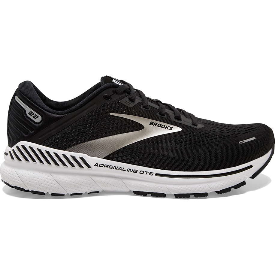 Women's Brooks Adrenaline GTS 22, Black/Silver/Anthracite, 9 B Medium