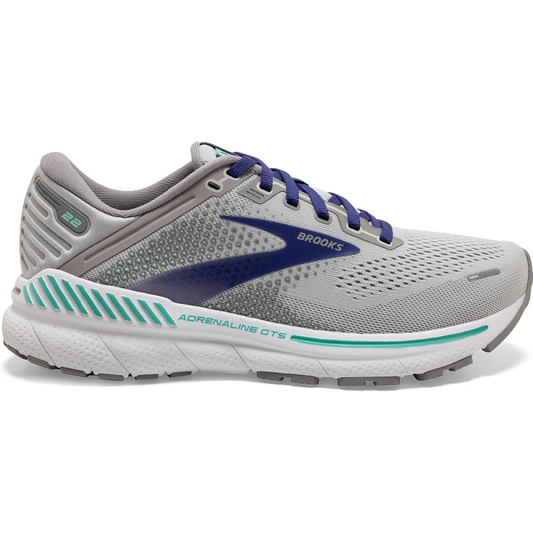 Women's Brooks Adrenaline GTS 22, Alloy/Blue/Green, 5 B Medium