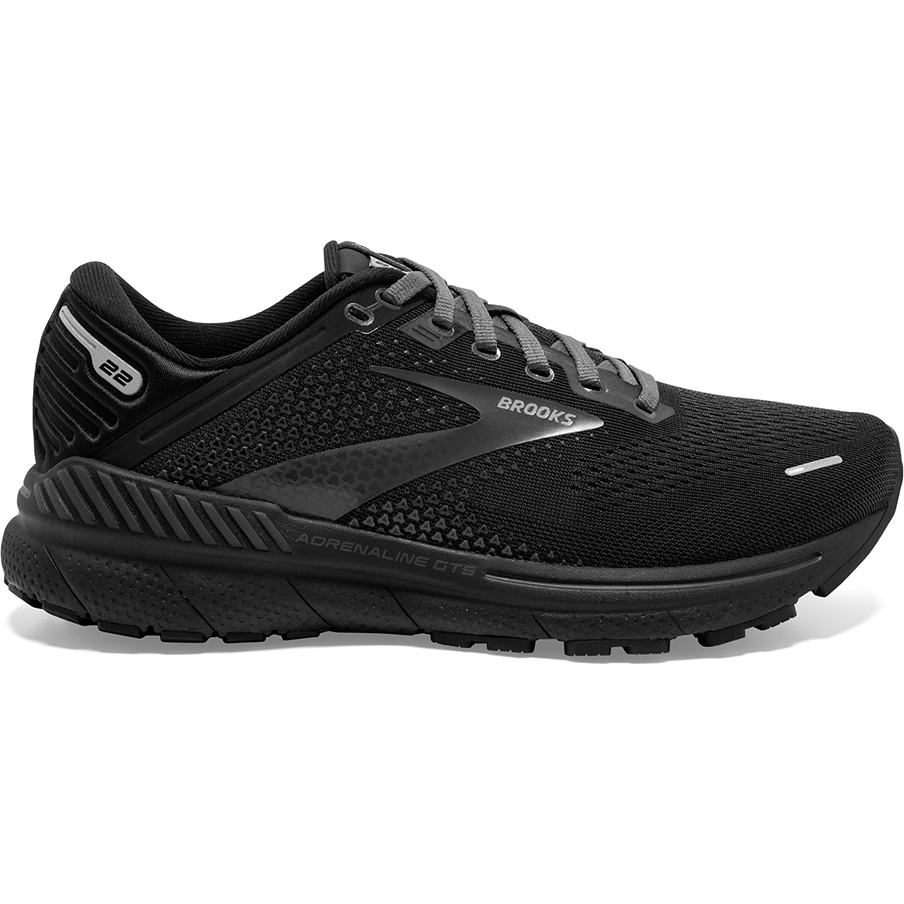Women's Brooks Adrenaline GTS 22, Black/Black/Ebony, 6 B Medium