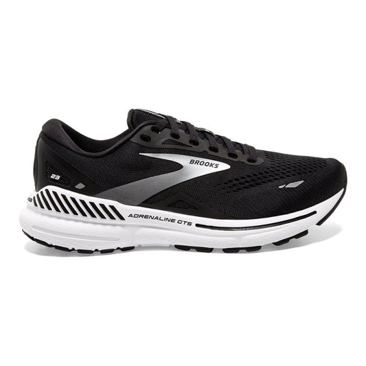Women's Brooks Adrenaline GTS 23, Black/White/Silver, 10 D Wide