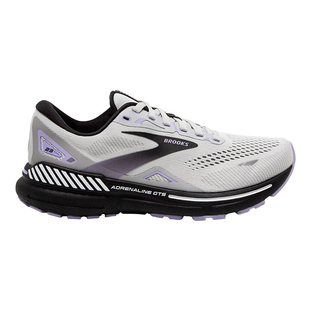 Women's Brooks Adrenaline GTS 23, Grey/Black/Purple, 13 D Wide