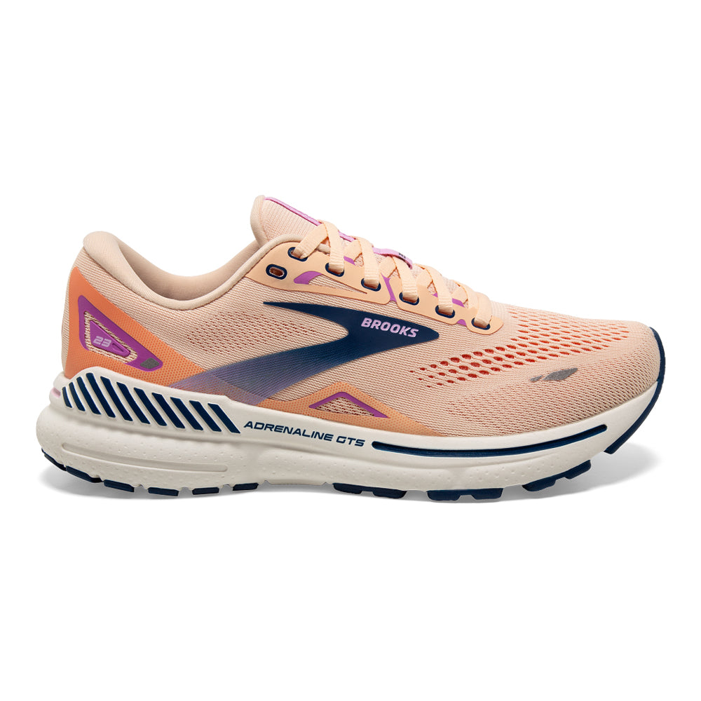 Women's Brooks Adrenaline GTS 23, Apricot/Estate Blue/Orchid, 8.5 B Medium