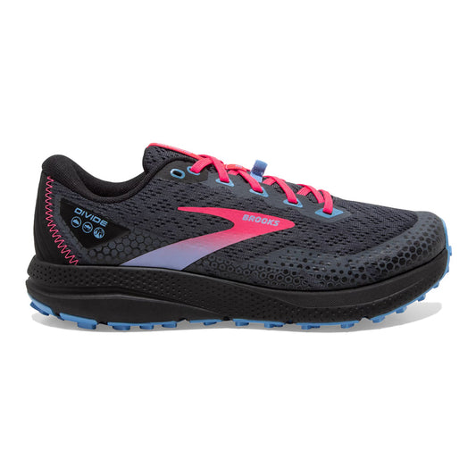 Women's Brooks Divide 3, Ebony/Black/Diva Pink, 7 B Medium