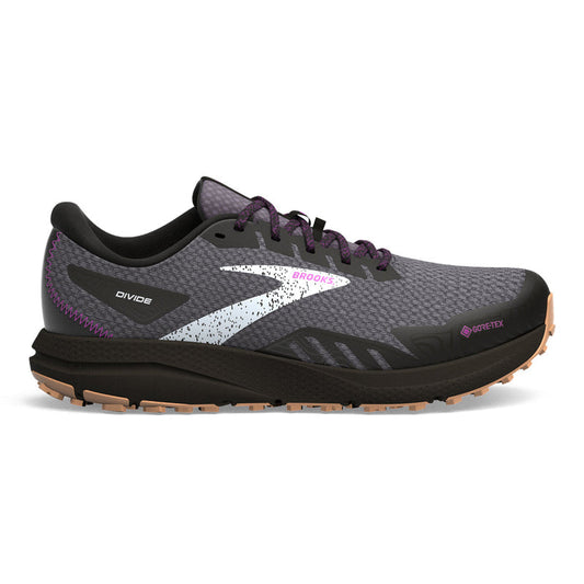 Women's Brooks Divide 4 GTX, Black/Blackened Pearl/Purple, 6 B Medium