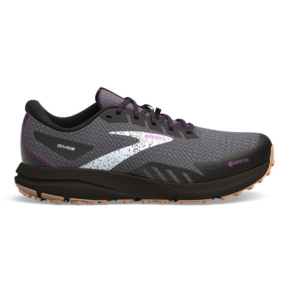 Women's Brooks Divide 4 GTX, Black/Blackened Pearl/Purple, 6.5 B Medium
