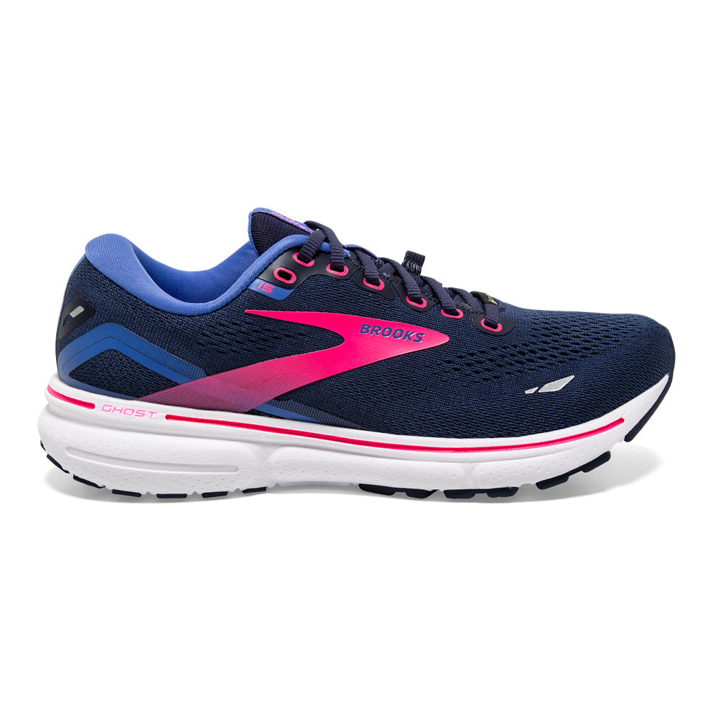 Women's Brooks Ghost 15 GTX, Peacoat/Blue/Pink, 6.5 B Medium