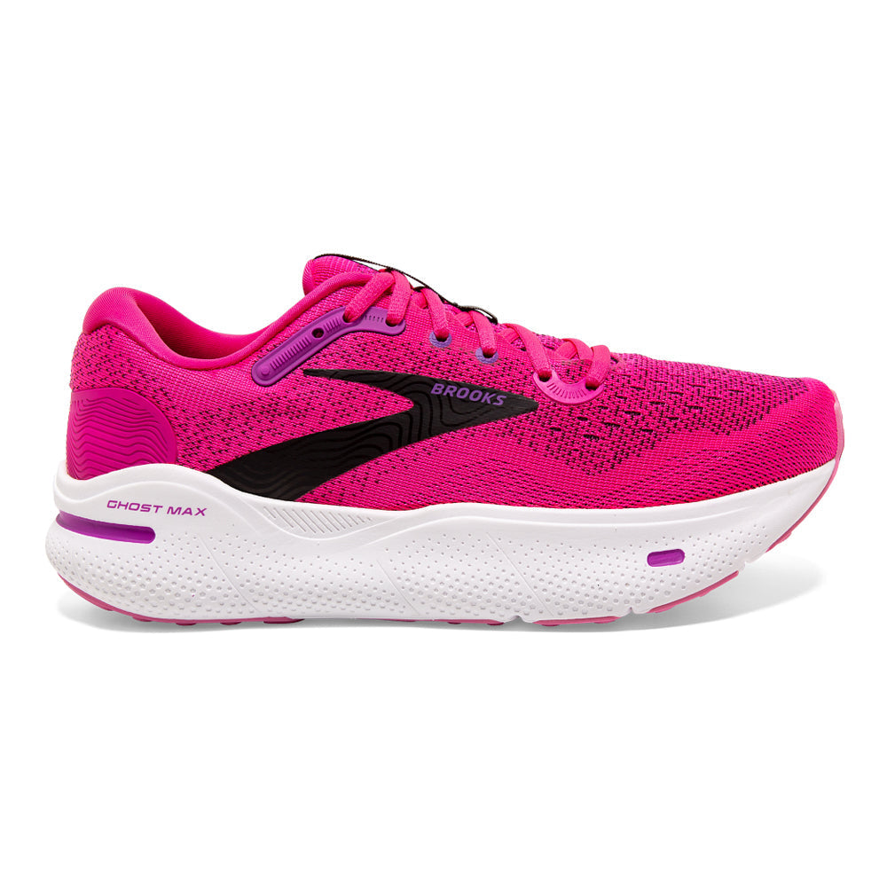 Women's Brooks Ghost Max, Pink Glo/Purple/Black, 11 B Medium