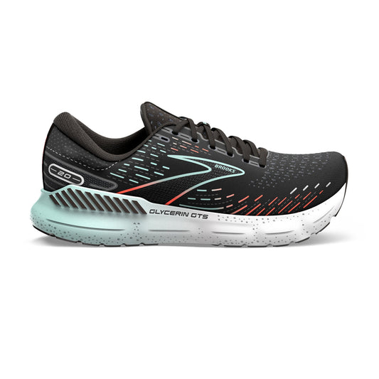 Women's Brooks Glycerin GTS 20, Black/Red/Opal, 8.5 B Medium