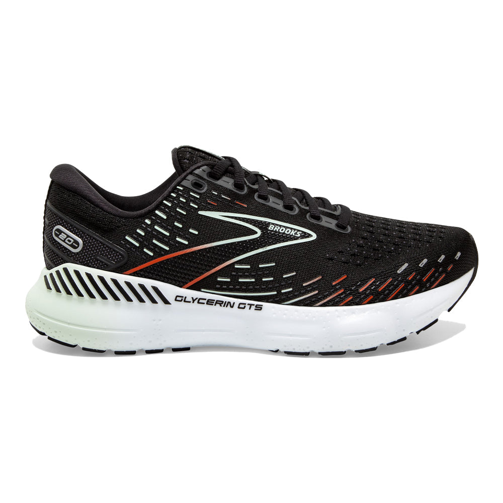 Women's Brooks Glycerin GTS 20, Black/Red/Opal, 7.5 B Medium