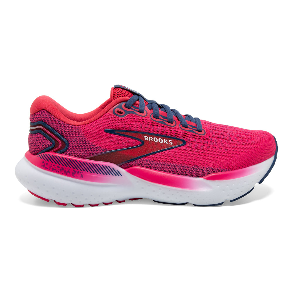 Women's Brooks Glycerin GTS 21, Raspberry/Estate Blue, 6 B Medium