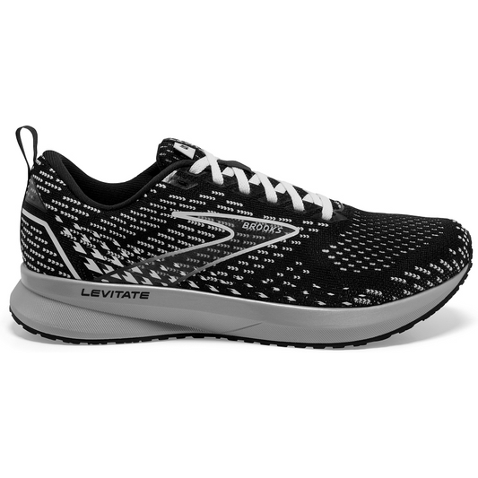Women's Brooks Levitate 5, Black/Grey/White, 9.5 B Medium