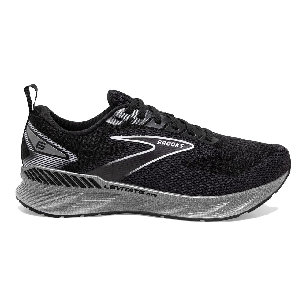 Women's Brooks Levitate GTS 6, Black/Blackened Pearl/White, 8 B Medium