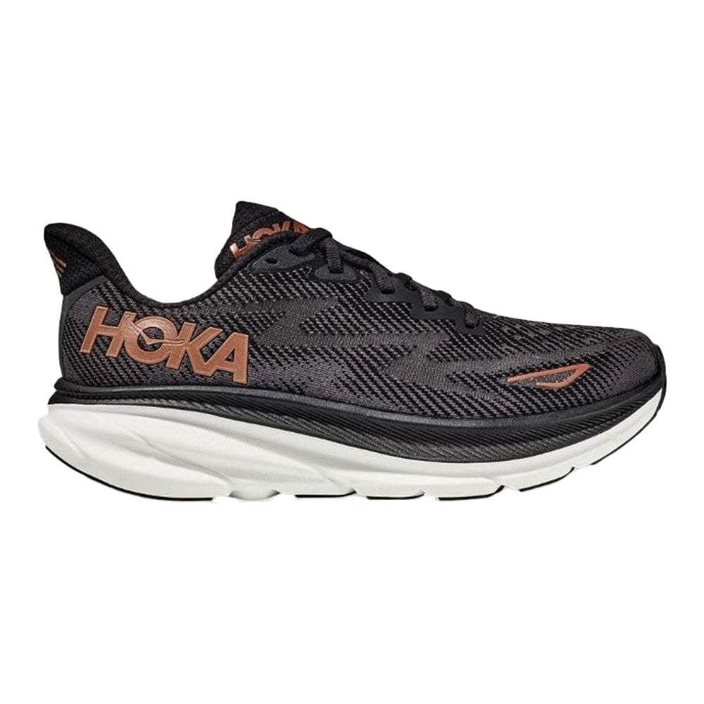 Women's Hoka One One Clifton 9, Black/Copper, 7 D Wide