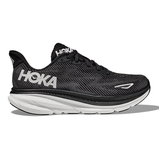 Women's Hoka One One Clifton 9, Black/White, 7 B Medium