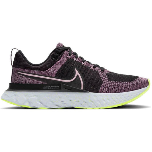 Women's Nike React Infinity Run Flyknit 2, Violet Dust/Elemental Pink/Black/Cyber, 7.5 B Medium