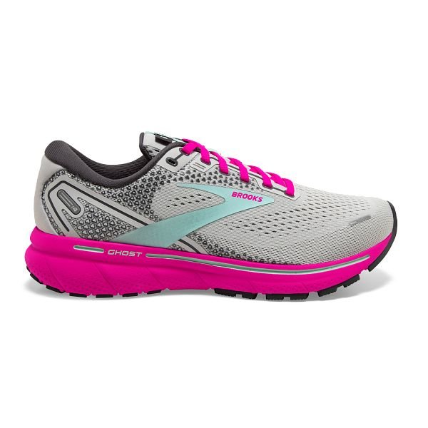 Women's Brooks Ghost 14, Oyster/Yucca/Pink, 9 B Medium