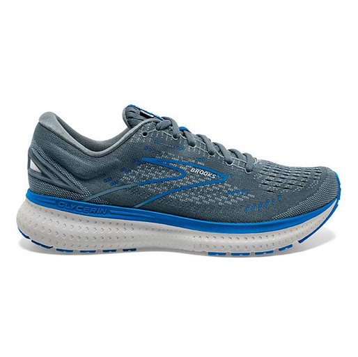 Men's Brooks Glycerin 19, Quarry/Grey/Dark Blue, 11.5 2E Wide