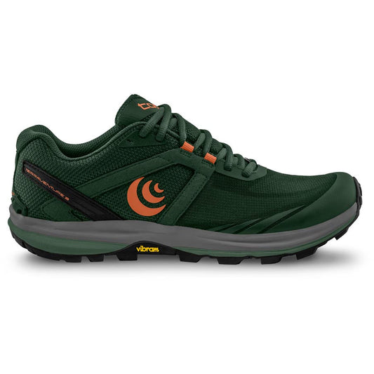 Men's Topo Athletic Terraventure 3, Dark Green/Orange, 10 D Medium