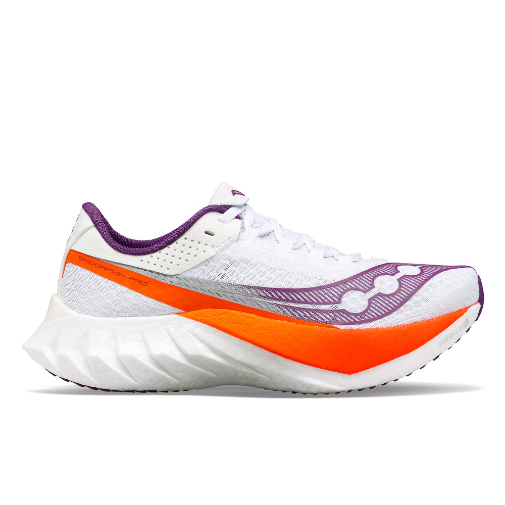 Women's Saucony Endorphin Pro 4, White/Violet, 10 B Medium